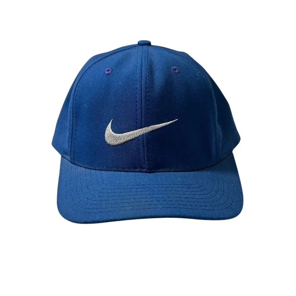 Vintage Nike Golf Hat Fitted Size Swoosh Cap Made in USA Blue